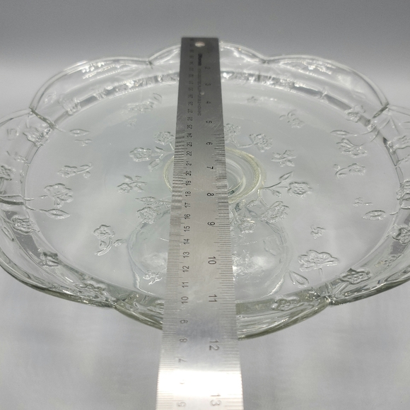 Beautiful Glass Cake Plate with Covered Dome Floral Print VNTG - Picture 8 of 10
